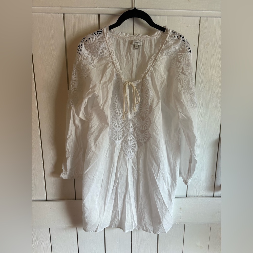 J. Crew White Gathered Coverup Top
